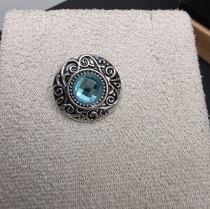 Elegant Silver and Blue Gemstone Button (1885)